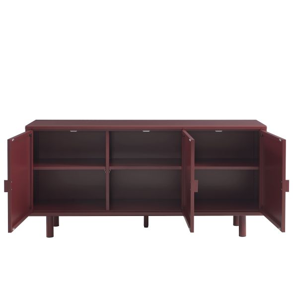 Buffet PANTONE métal bordeaux 3 portes 160cm