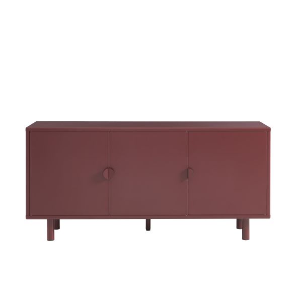 Buffet PANTONE métal bordeaux 3 portes 160cm