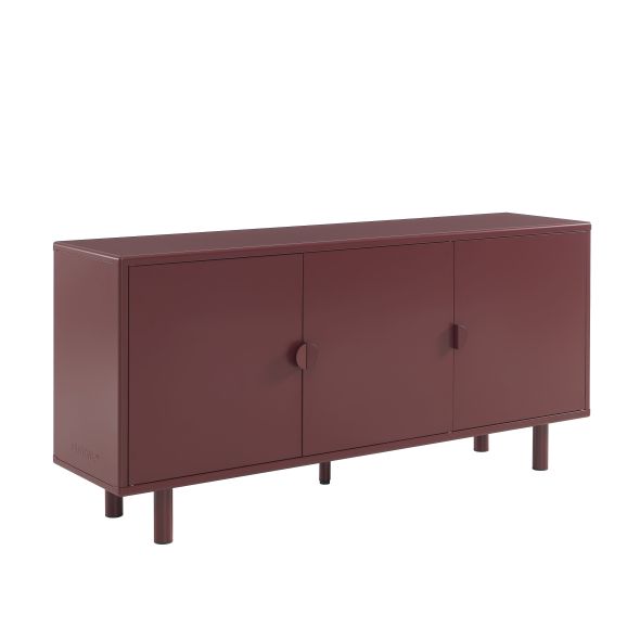 Buffet PANTONE métal bordeaux 3 portes 160cm