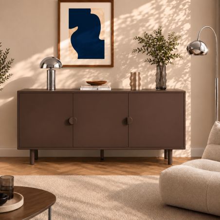 Buffet PANTONE métal marron chocolat 3 portes 160cm
