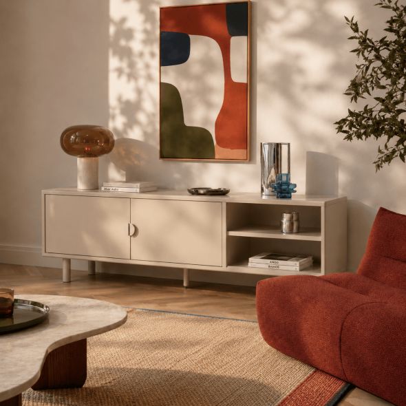Meuble TV PANTONE métal beige tofu 180cm