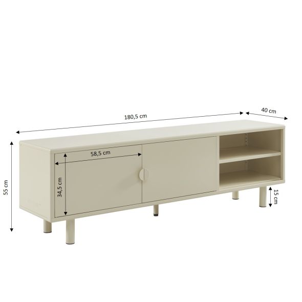 Meuble TV PANTONE métal beige tofu 180cm