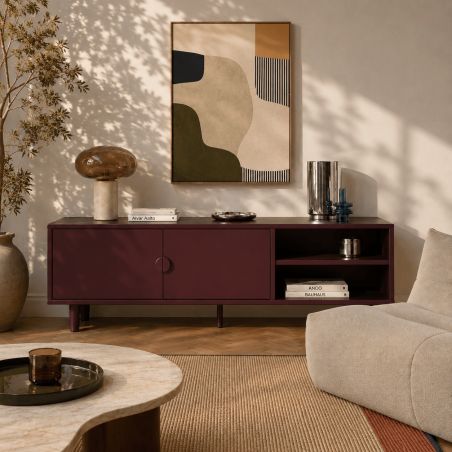 Meuble TV PANTONE métal bordeaux 180cm