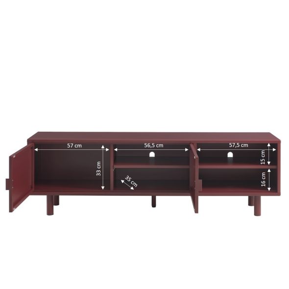 Meuble TV PANTONE métal bordeaux 180cm