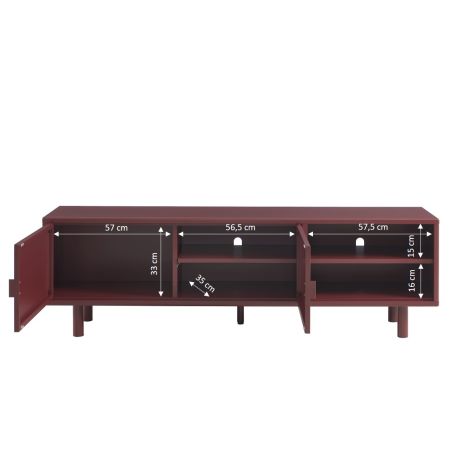 Meuble TV PANTONE métal bordeaux 180cm