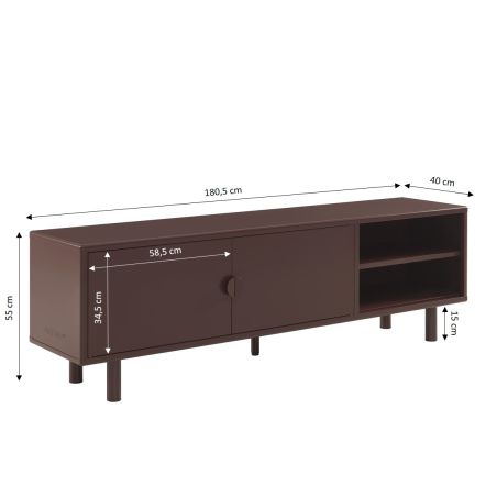 Meuble TV PANTONE métal marron chocolat 180cm