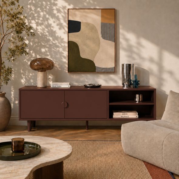Meuble TV PANTONE métal marron chocolat 180cm