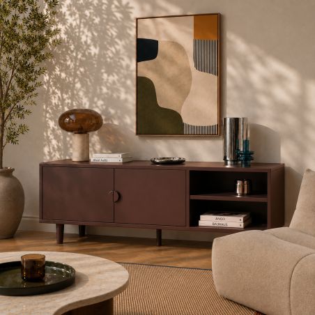 Meuble TV PANTONE métal marron chocolat 180cm