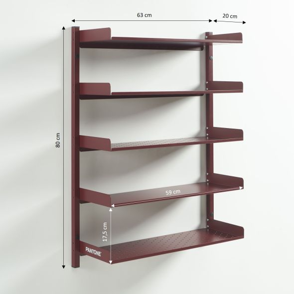 Etagère murale PANTONE métal bordeaux h80cm