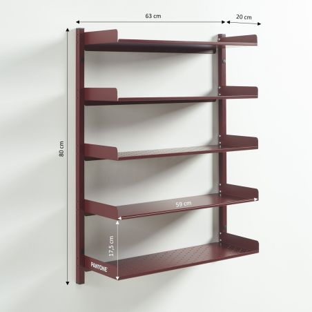 Etagère murale PANTONE métal bordeaux h80cm