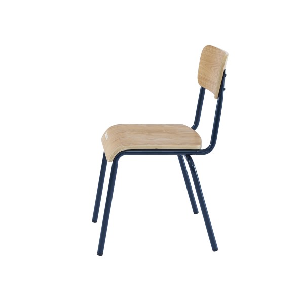 Lot de 2 chaises PANTONE bleu nuit et placage frêne pieds métal