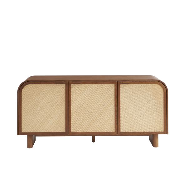 Buffet LUA placage frêne cannage 3 portes 165 cm