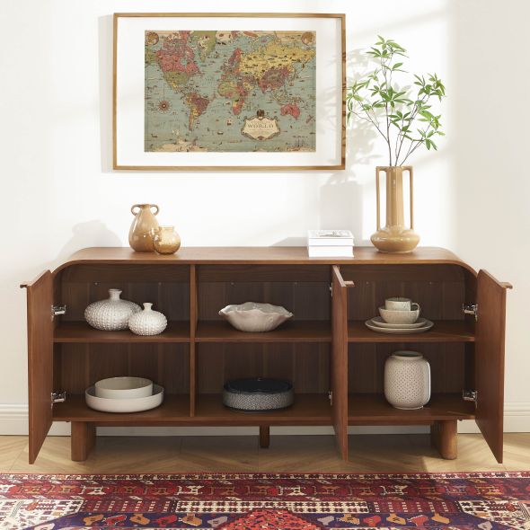 Buffet LUA placage frêne cannage 3 portes 165 cm