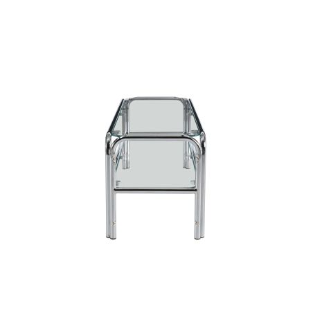 Meuble TV MAGGY verre trempé transparent structure en chrome