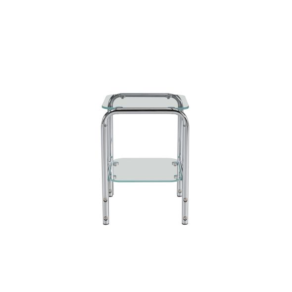 Table de chevet MAGGY verre trempé tranparent structure en chrome