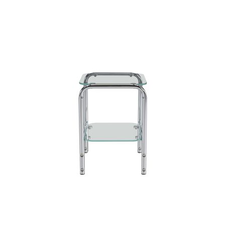 Table de chevet MAGGY verre trempé tranparent structure en chrome