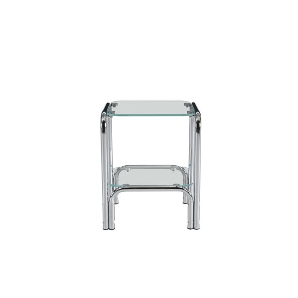Table de chevet MAGGY verre trempé tranparent structure en chrome