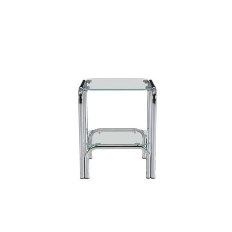 Table de chevet MAGGY verre trempé tranparent structure en chrome