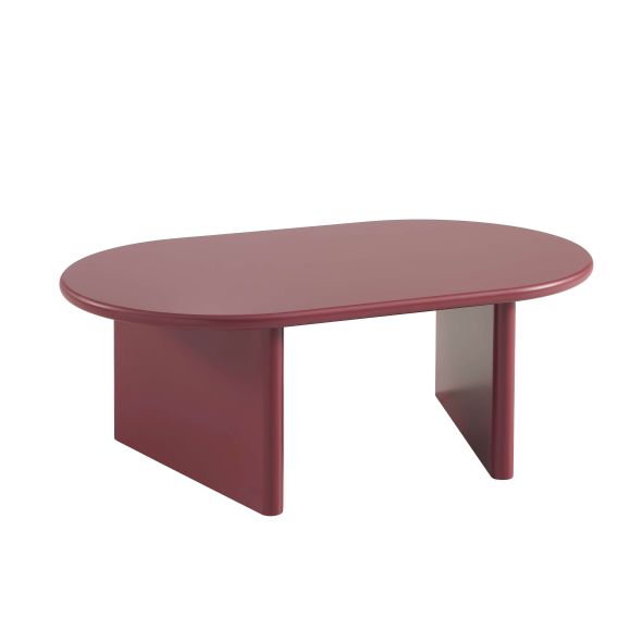 Table basse ovale KARIA effet lacqué bordeaux