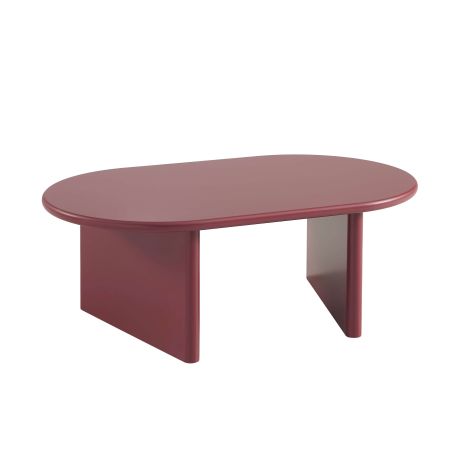 Table basse ovale KARIA effet lacqué bordeaux