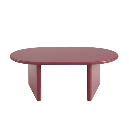 Table basse ovale KARIA effet lacqué bordeaux