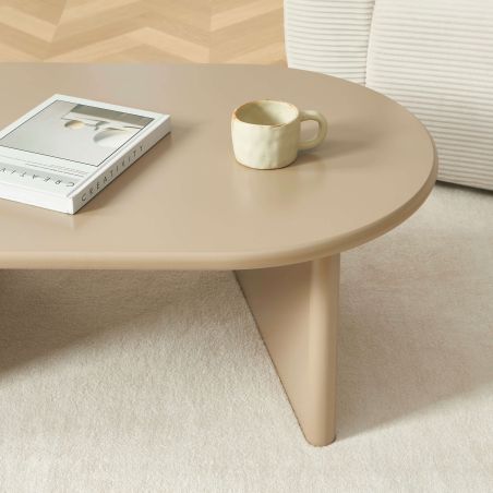 Table basse ovale KARIA effet lacqué caramel