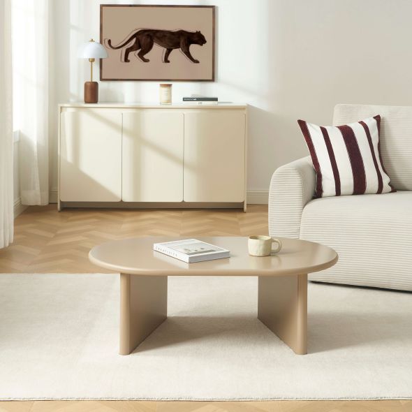 Table basse ovale KARIA effet lacqué caramel
