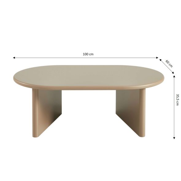 Table basse ovale KARIA effet lacqué caramel