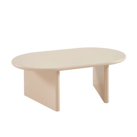 Table basse ovale KARIA effet lacqué beige