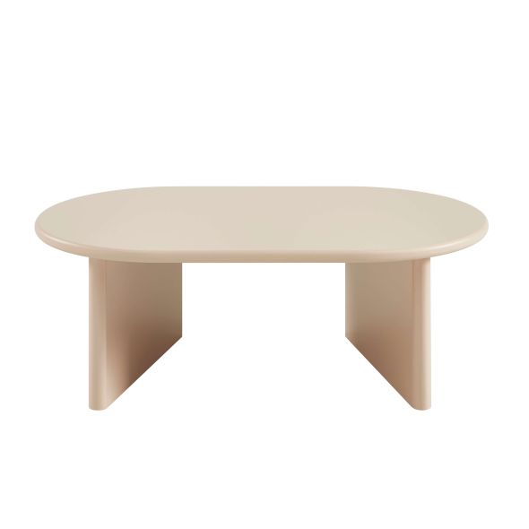 Table basse ovale KARIA effet lacqué beige