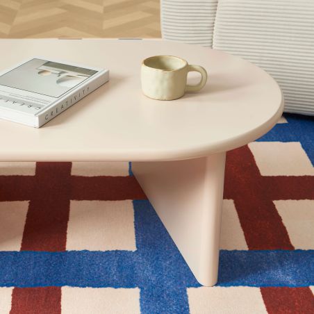 Table basse ovale KARIA effet lacqué beige