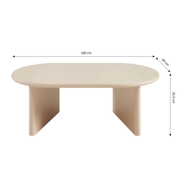 Table basse ovale KARIA effet lacqué beige