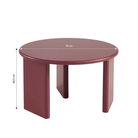 Table basse ronde KARIA effet lacqué bordeaux