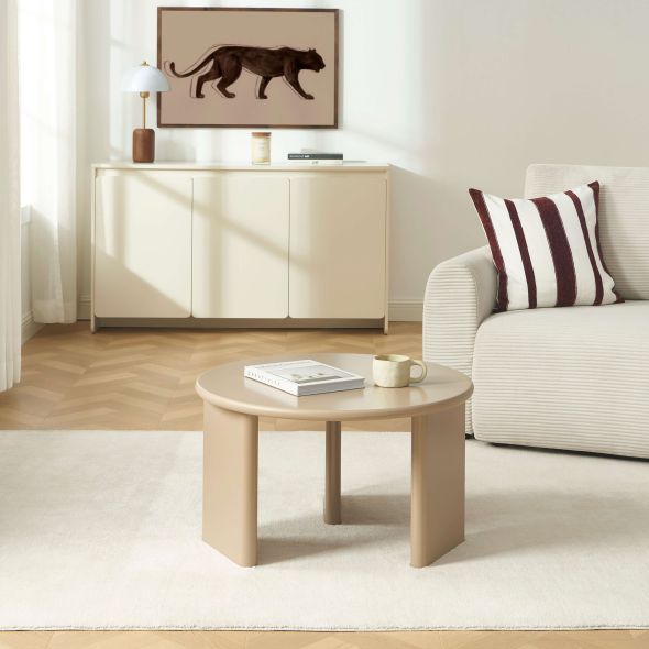 Table basse ronde KARIA effet lacqué caramel