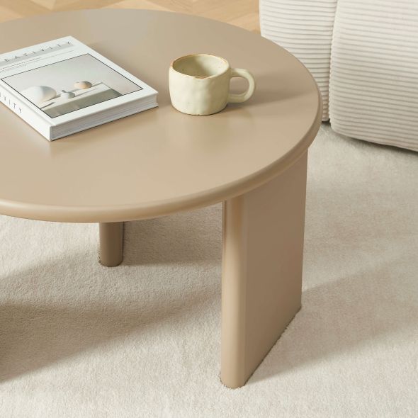 Table basse ronde KARIA effet lacqué caramel