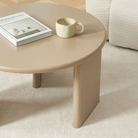 Table basse ronde KARIA effet lacqué caramel