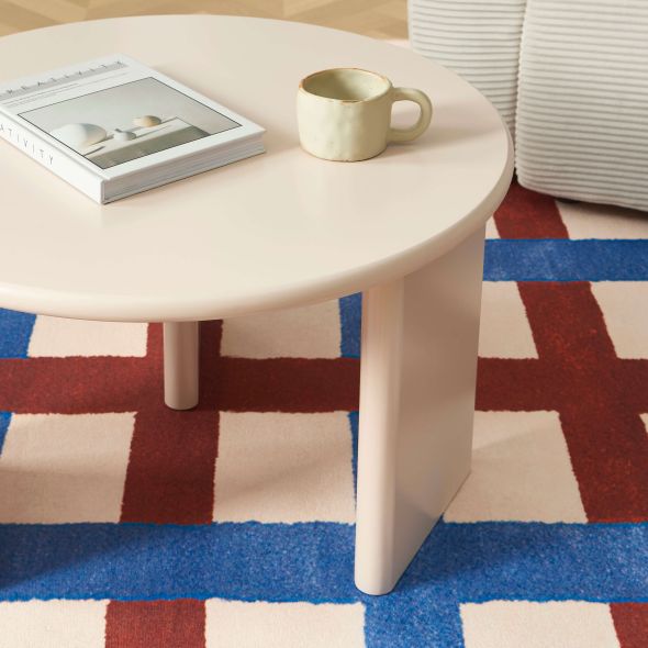 Table basse ronde KARIA effet lacqué beige
