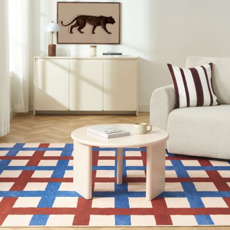 Table basse ronde KARIA effet lacqué beige