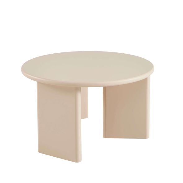 Table basse ronde KARIA effet lacqué beige