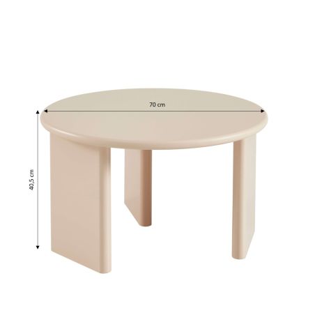 Table basse ronde KARIA effet lacqué beige