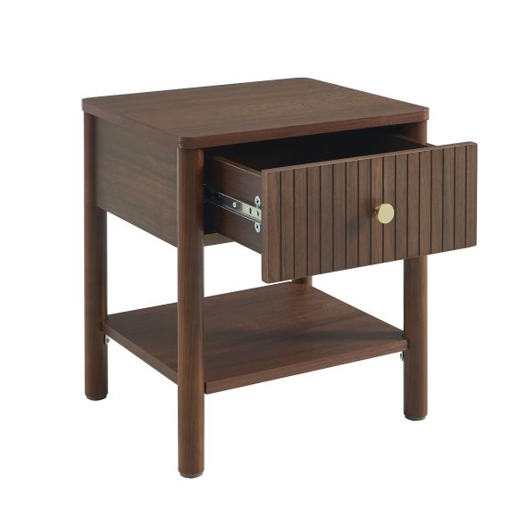 Table de chevet CLEO placage chêne effet noyer 40cm