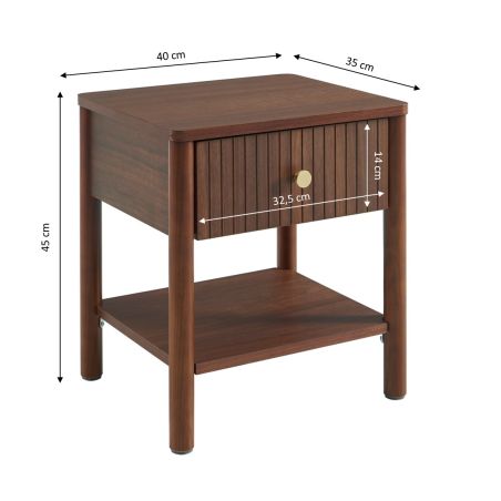 Table de chevet CLEO placage chêne effet noyer 40cm