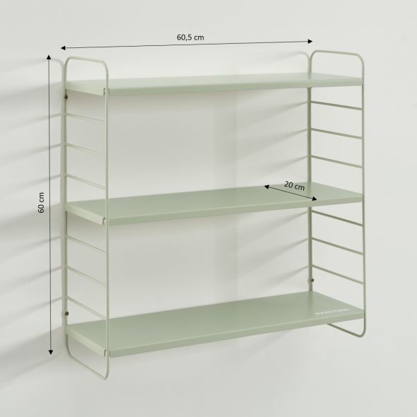 Etagère murale 3 niveaux PANTONE métal vert amande 60,5x20cm