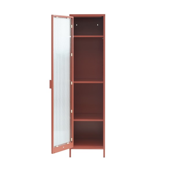 Vestiaire PANTONE terracotta porte en verre cannelé