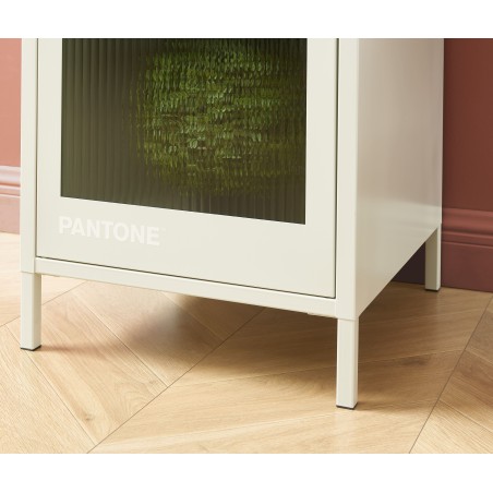 Vestiaire PANTONE beige sable porte en verre cannelé