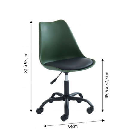 Chaise de bureau PANTONE kaki 5 roulettes