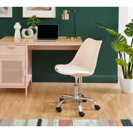 Chaise de bureau PANTONE rose blush 5 roulettes