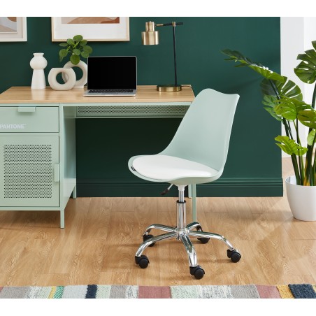 Chaise de bureau PANTONE vert menthe 5 roulettes