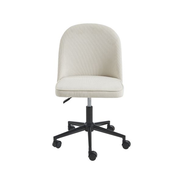 Chaise de bureau GRETA velours côtelé blanc 5 roulettes