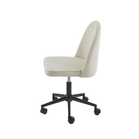 Chaise de bureau GRETA velours côtelé blanc 5 roulettes